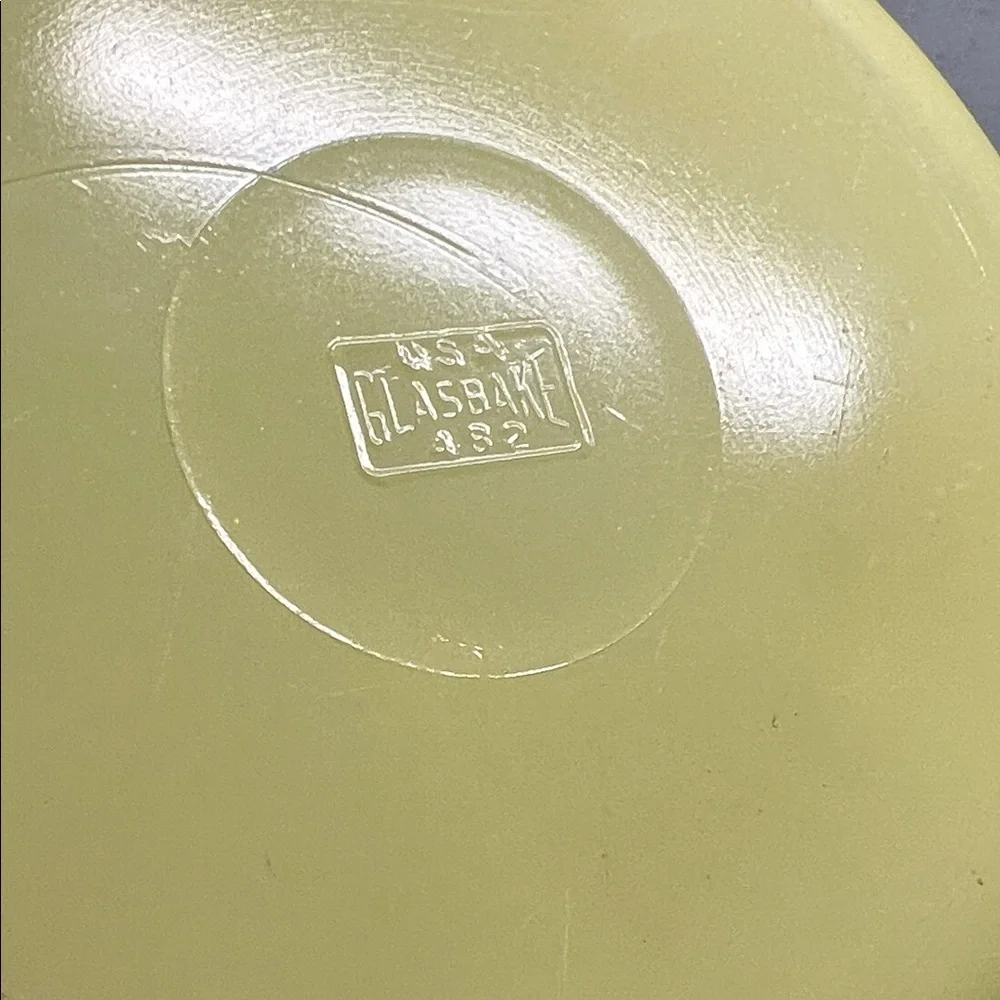 Glass Bake Yellow and White Ceramic Bowl. 8” wide.
